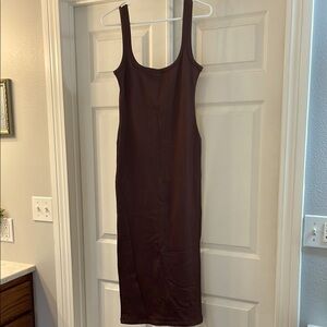 BLANQI Maternity Ribbed Scoop Neck Midi Dress